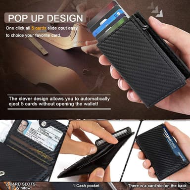 Lommebok med pop-up kortholder RFID-beskyttelse Sort