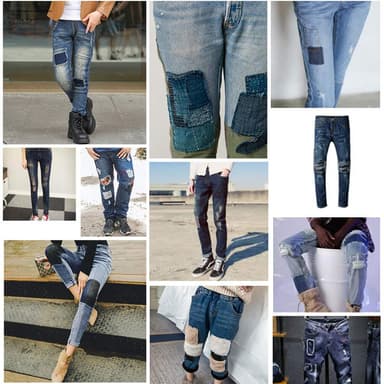 Firkantede påstrykningslapper for jeans 5-pack Denim blå 5x7.5 cm