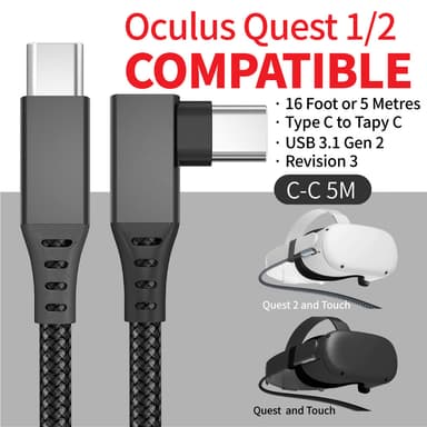 Overgangskabel USB-C for Oculus Quest 2 Black 5 meter