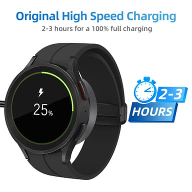 Lader (USB-C) til Samsung Galaxy Watch 3/4/5/6/7, Active 1/2 Sort