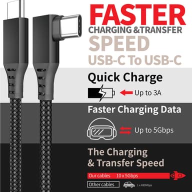Overgangskabel USB-C for Oculus Quest 2 Black 5 meter