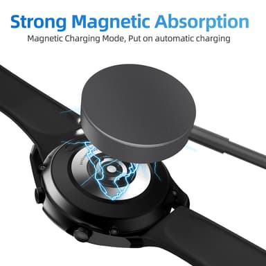 Lader (USB-C) til Samsung Galaxy Watch 3/4/5/6/7, Active 1/2 Sort