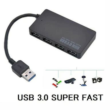 USB 3.0-hub med 4 porter Svart