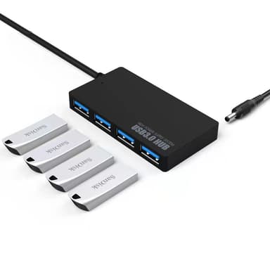 USB 3.0-hub med 4 porter Svart