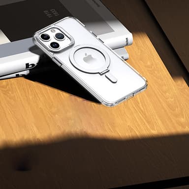 Magnetisk beskyttende telefonveske med usynlig stativ som er kompatibel med iPhone Sølv iPhone 14 Pro