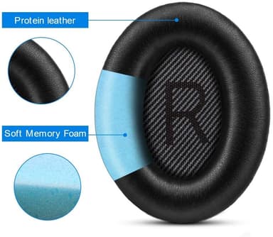 Kvalitets-øreputer for Bose QC 35/25/15 hodetelefoner 1 par Svart + blå