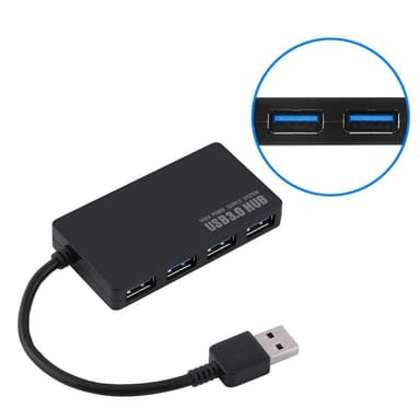 USB 3.0-hub med 4 porter Svart
