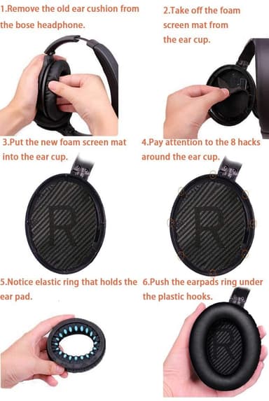 Øreputer for Bose QC35 I/II, QC25, QC15, QC 2 AE 2, AE 2i, AE 2w, SoundTrue, SoundLink Mørk grå