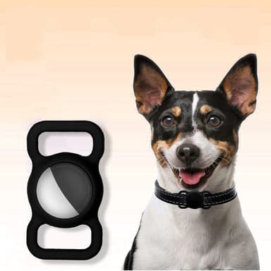 Apple AirTag deksel til hundekjede i sort silikon 2-pakning