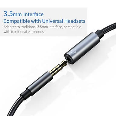 Adapter for 3,5 mm hodetelefoner og lader, USB-C Sort