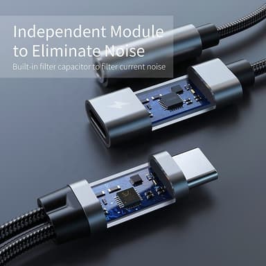 Adapter for 3,5 mm hodetelefoner og lader, USB-C Sort