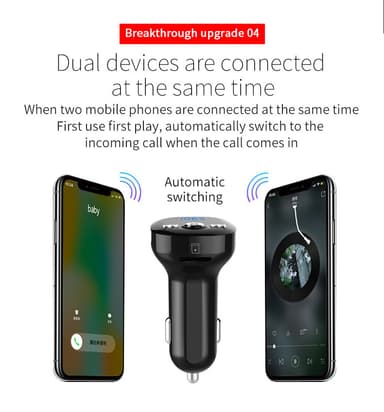 FM-sender til bilen - Bluetooth-adapter med QC3.0 mobillader