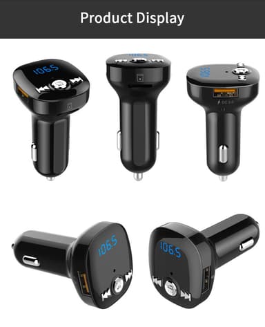 FM-sender til bilen - Bluetooth-adapter med QC3.0 mobillader