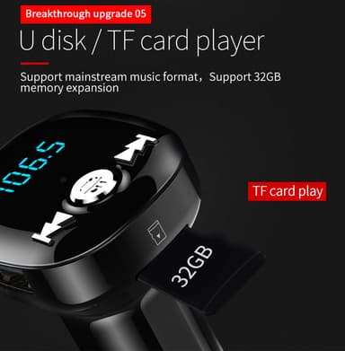 FM-sender til bilen - Bluetooth-adapter med QC3.0 mobillader