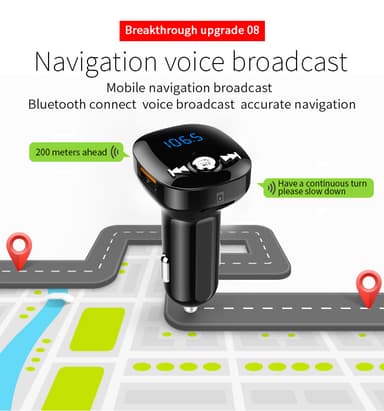 FM-sender til bilen - Bluetooth-adapter med QC3.0 mobillader