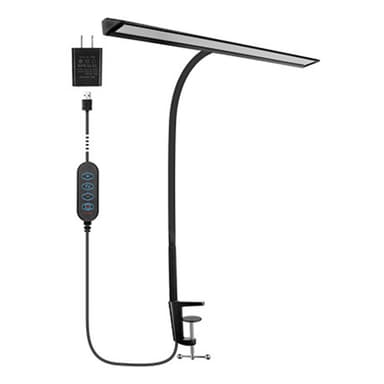 Bordlampe med klips, fem farger og fem dimmenivåer