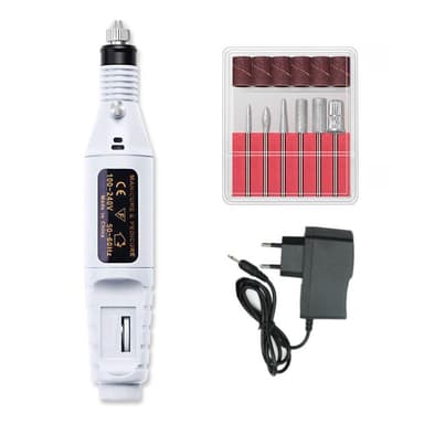 Elektrisk neglefil med 6 bits Hvit