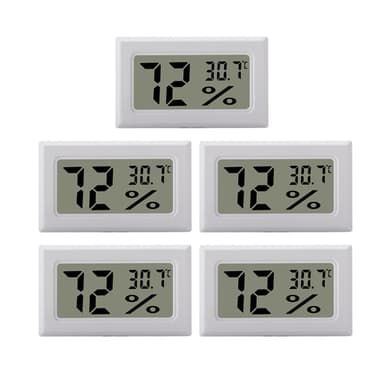 Digitalt mini-termometer / hygrometer, 5-pakning Hvit
