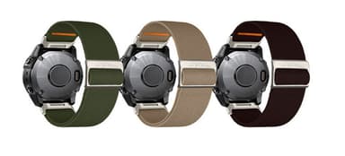 Nylon elastisk klokkerem for Garmin Descent MK3i Brun 22mm