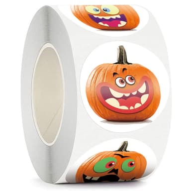 Halloween-klistremerker med gresskar 1 rull/500 stk Oransje