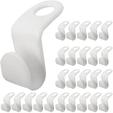 Koblingsbøyler til kleshengere i plast, hvite, 30 stk.