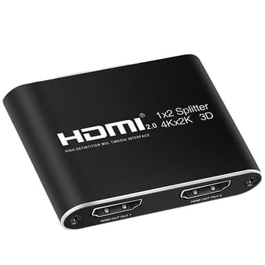 HDMI-splitter 1x2 for 2 skjermer 3D / 4K / 1080p