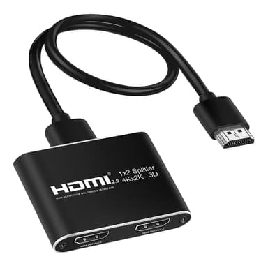 HDMI-splitter 1x2 for 2 skjermer 3D / 4K / 1080p