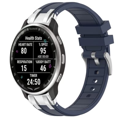 Premium silikonklokkerem 22 mm for Garmin, Samsung, Huawei (sølvspenne) Marineblå