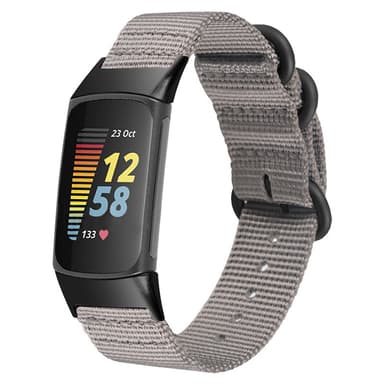 Nylon klokkerem erstatning for Fitbit Charge 5 Grå
