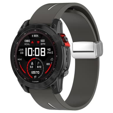 22 mm silikon magnetisk spenne klokkerem for Samsung Gear S3, Garmin Venu 3 Grå