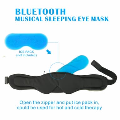 Bluetooth Eyemask - Trådløs søvnmaske med innebygde høyttalere for avslappende og rolig søvn Sort