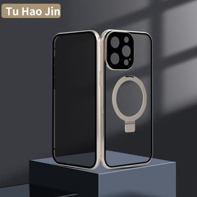 Privacy Magnetic Case med stativ for iPhone Champagne iPhone 15