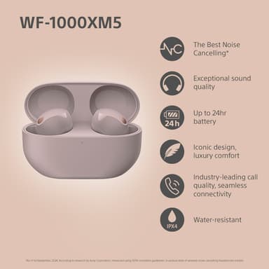 Sony WF1000XM5P helt trådløse in-ear hodetelefoner (smoky pink)