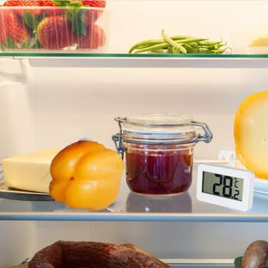 Digitalt minikjøleskap termometer med krok Hvit