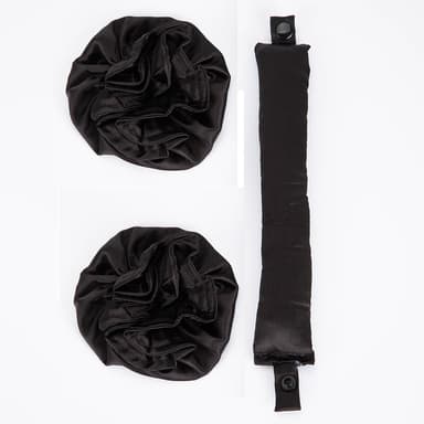 1-sett Satin Heatless Hair Curler for søvn om natten Sort