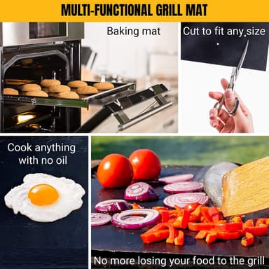 Grillmatte med hull non-stick Sort 5-pak