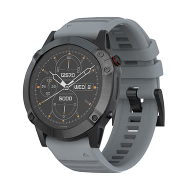 Silikon stålplate Snap Watchrem for Garmin Fenix 7X 26mm Grå