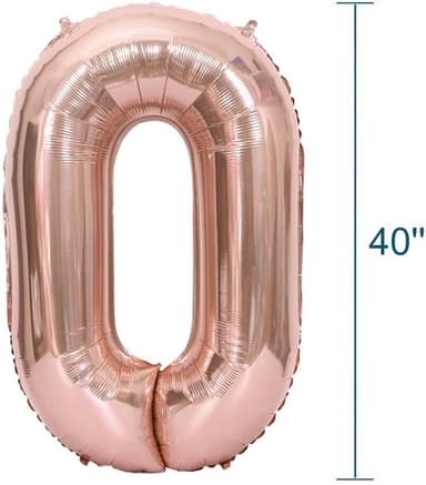 Nummerballong 102 cm, nummer 0 - Rosa
