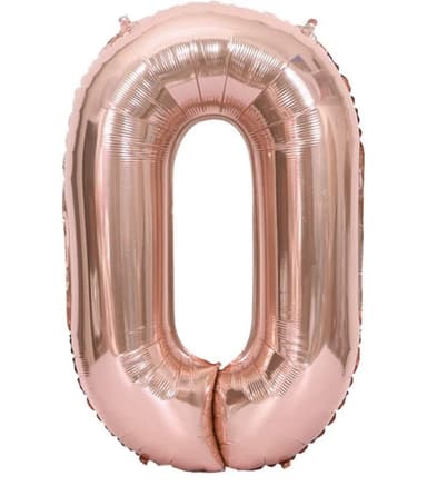 Nummerballong 102 cm, nummer 0 - Rosa
