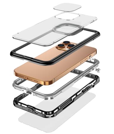 Vanntett deksel til iPhone 13/13 Pro, svart/grått/transparent