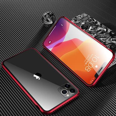 Magnetisk skall med dobbeltsidig herdet glass - iPhone 11 Pro - Rød