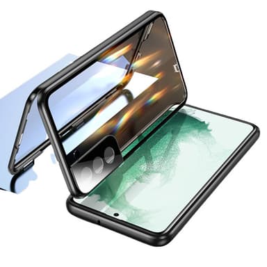 Magnetisk tosidig telefondeksel i herdet glass Sort Samsung S23 Ultra