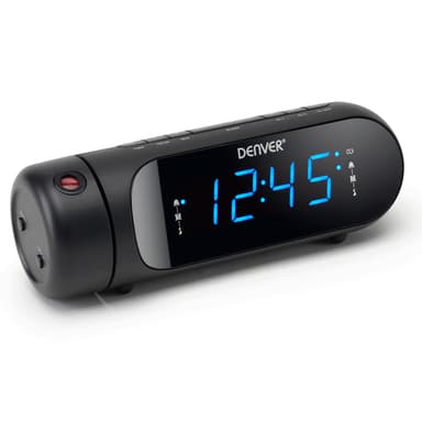 Klokkeradio med projeksjon Dobbel alarm Sort