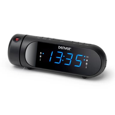 Klokkeradio med projeksjon Dobbel alarm Sort