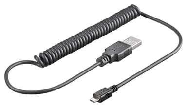 Micro USB lade- og synkroniseringskabel  spiralkabel