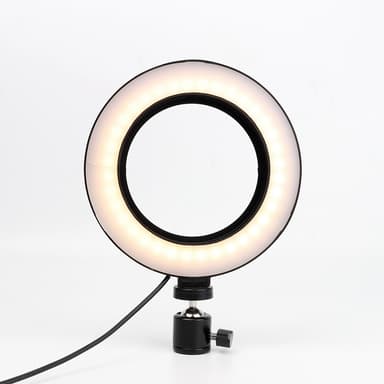 Roterbar selfie på stativ med LED-lys, 20 cm - Svart