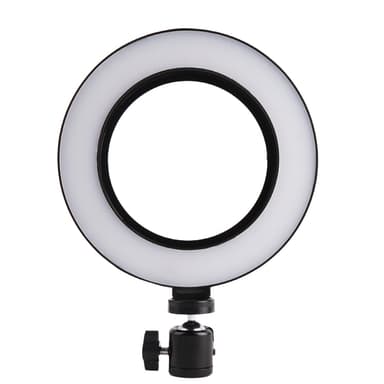 Roterbar selfie på stativ med LED-lys, 20 cm - Svart