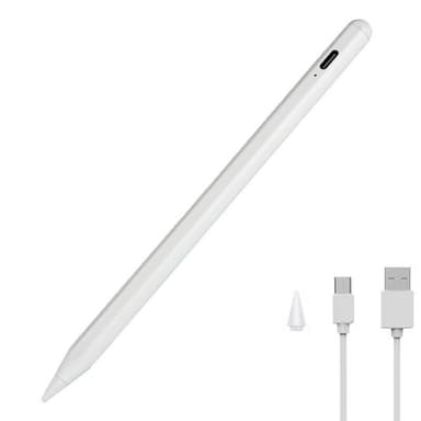 Oppladbar styluspenn med tynn spiss 1,45 mm Hvit