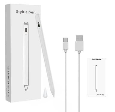 Oppladbar styluspenn med tynn spiss 1,45 mm Hvit
