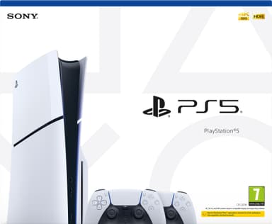 PlayStation 5 Slim Standard Edition konsoll (To kontroller-pakke)
